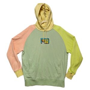 Teddy Fresh × SpongeBob SquarePants Colorblock Hoodie Size M Green Pink Pastel